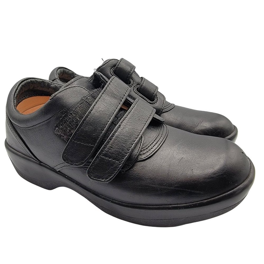 Apex Double Strap Ambulator Black Leather Shoes Womens 5.5 - 1260W